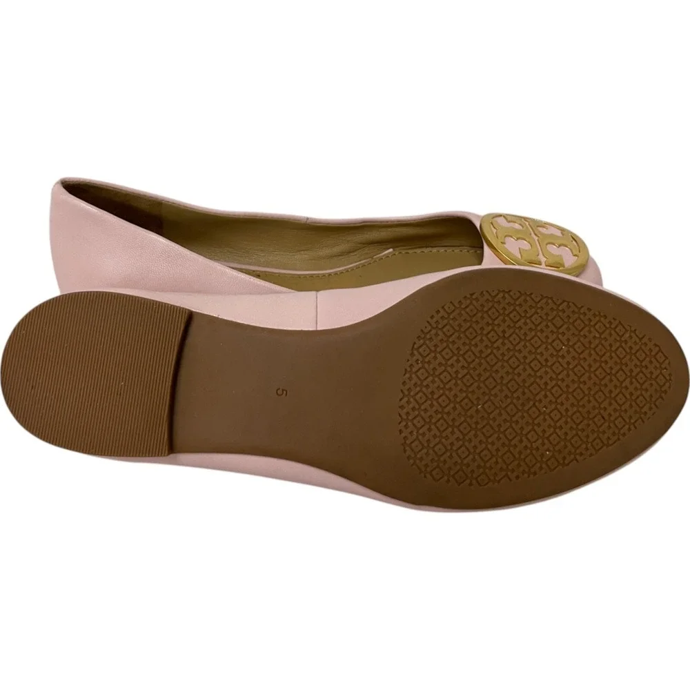 Tory Burch Benton Leather Slip On Ballet Flat Shoes Pink Womens Size 5 NWOB